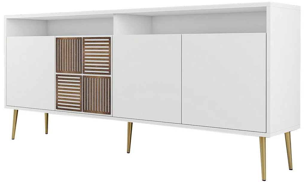 Console Milan – Branco/Dourado – 180x77x35 cm