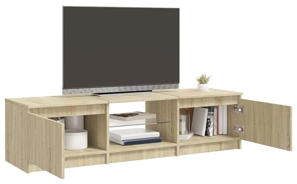 Móvel de TV com luzes LED 140x40x35,5 cm carvalho sonoma