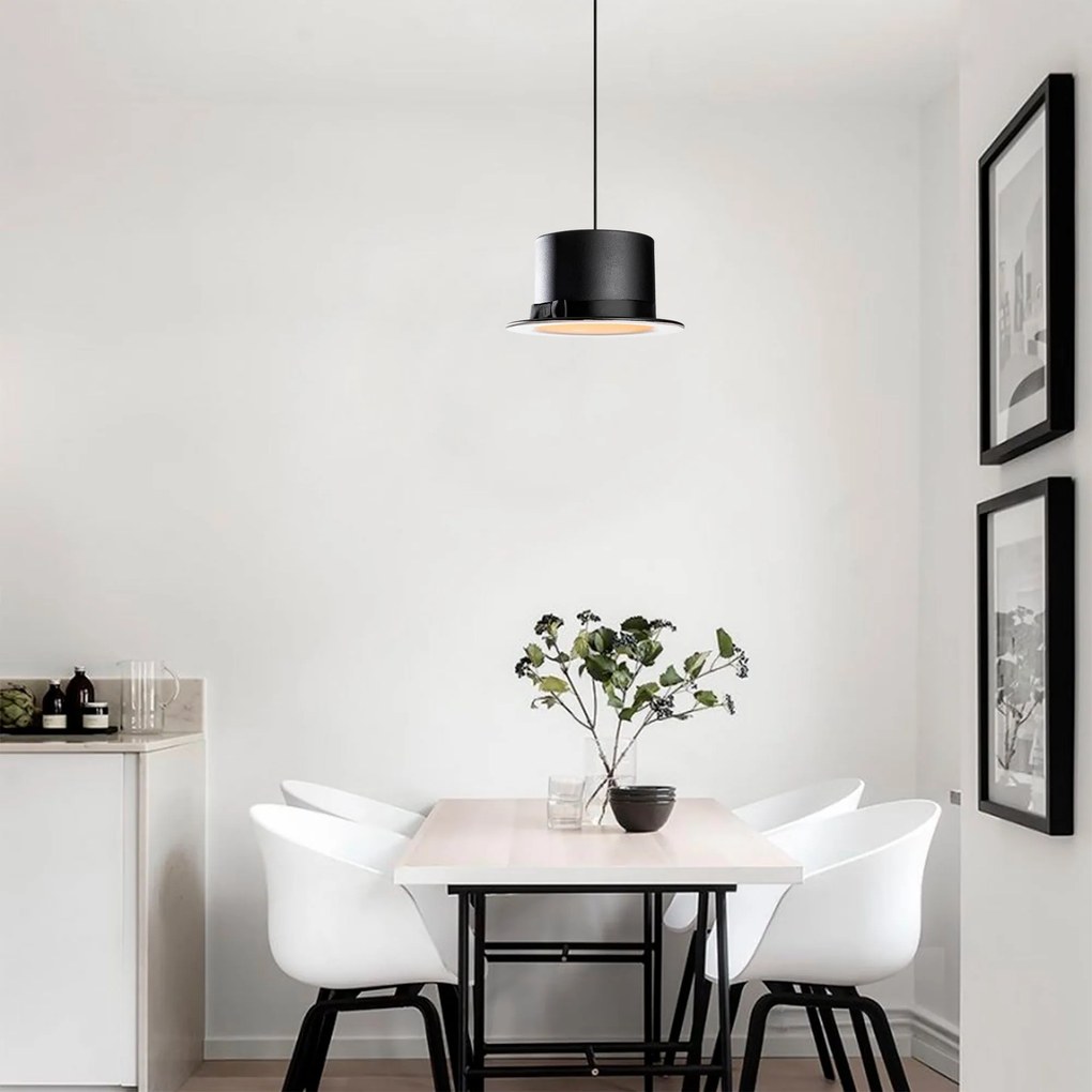 Candeeiro de Teto Fotr Sivani – Preto e Branco – 30 cm de Diâmetro, 11