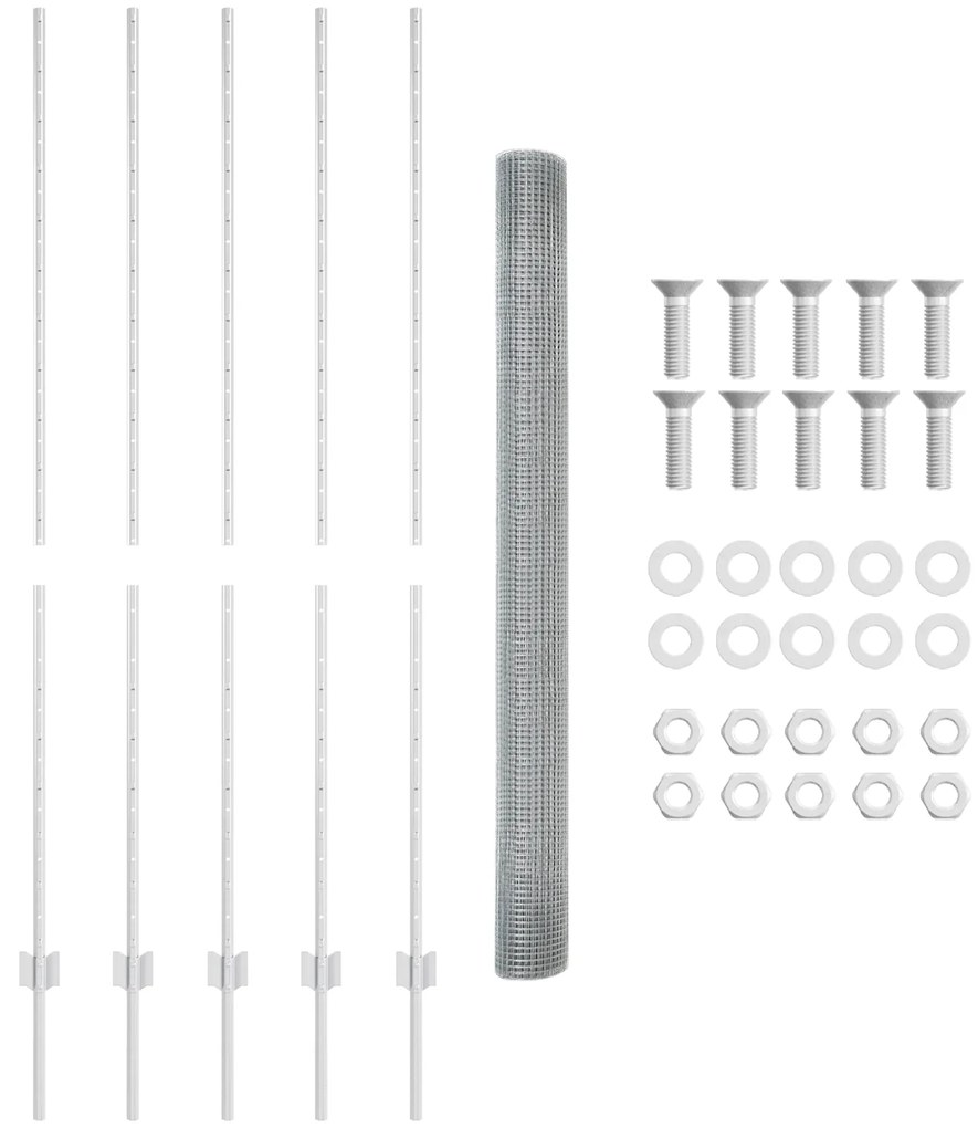 Conjunto de Cerca de Jardim Conjunto de 2 Aço galvanizado