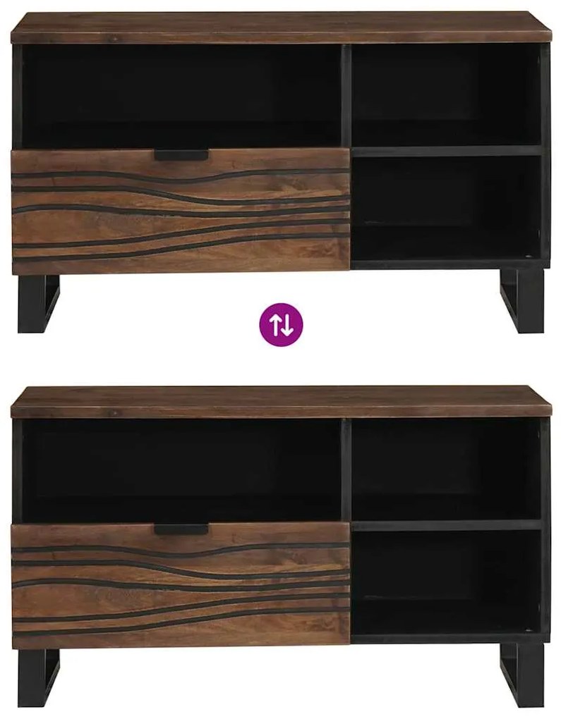 Armário de TV - 80x33,5x46 cm, Feito de Madeira Sólida e MDF.