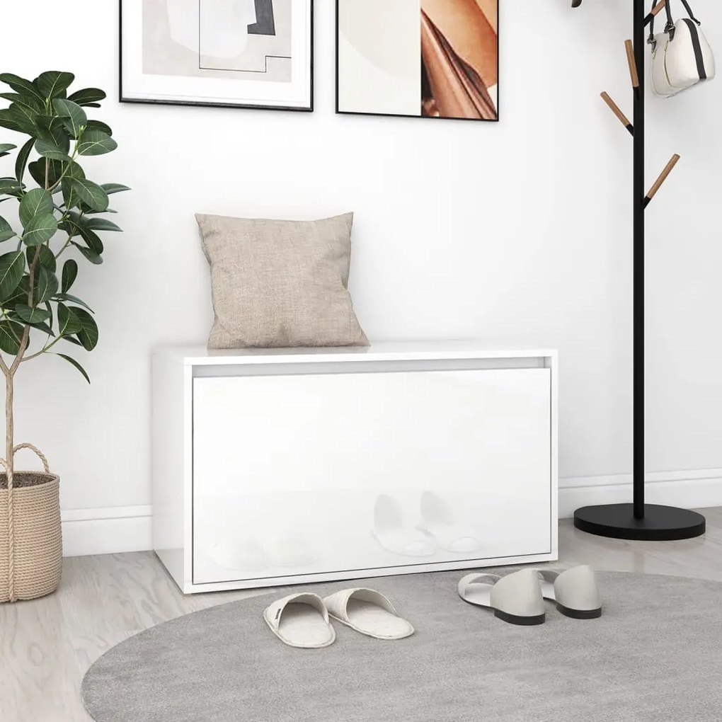 808672 vidaXL Banco de corredor 80x40x45 cm contraplacado branco brilhante