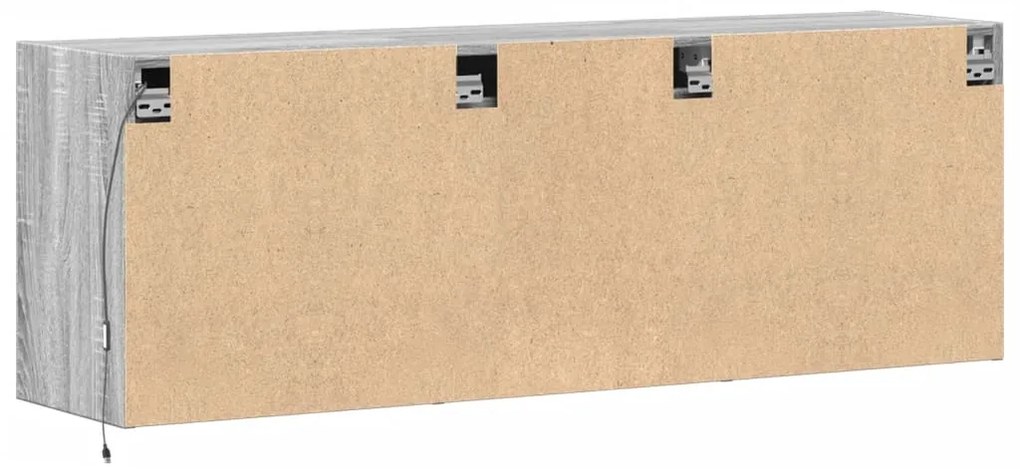 Móvel de parede p/ TV c/ luzes LED 130x31x45 cm cinzento sonoma