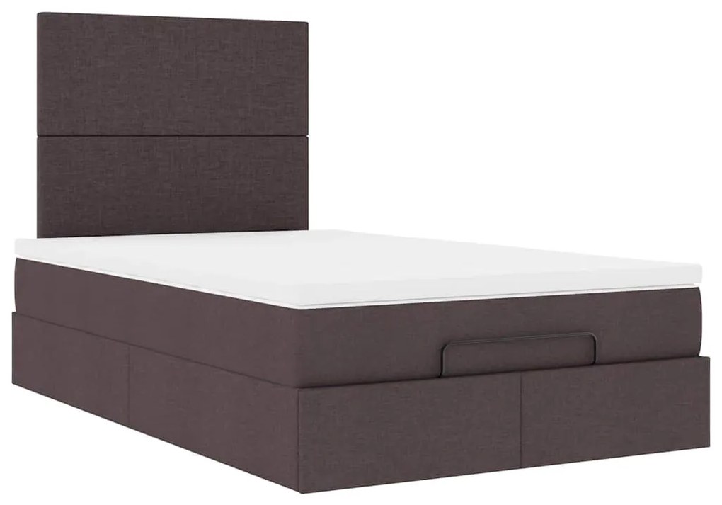 Estrutura de cama otomana com colchão 120x190cm castanho escuro