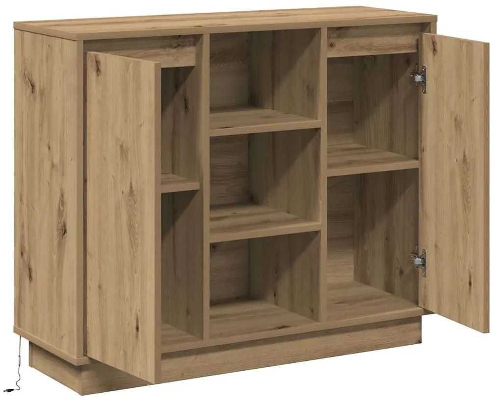 Aparador com LED Carvalho Artesanal 90x32x75 cm Madeira Derivada