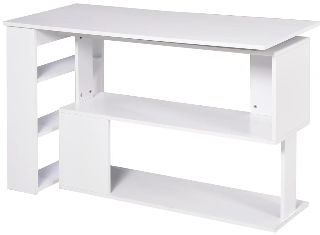 HOMCOM Secretária com Estantes Mesa de escritório 5 Prateleiras 120x110x74cm Branco