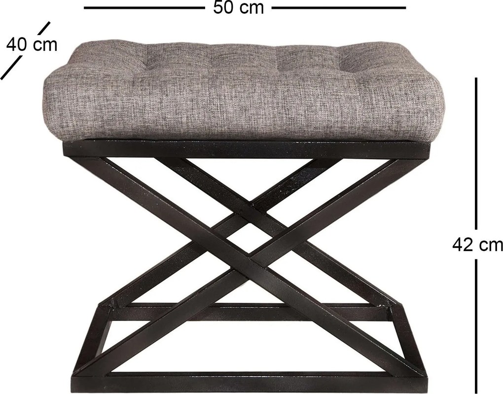Pouffe Capraz – Preto e Cinzento – 50x42x40 cm