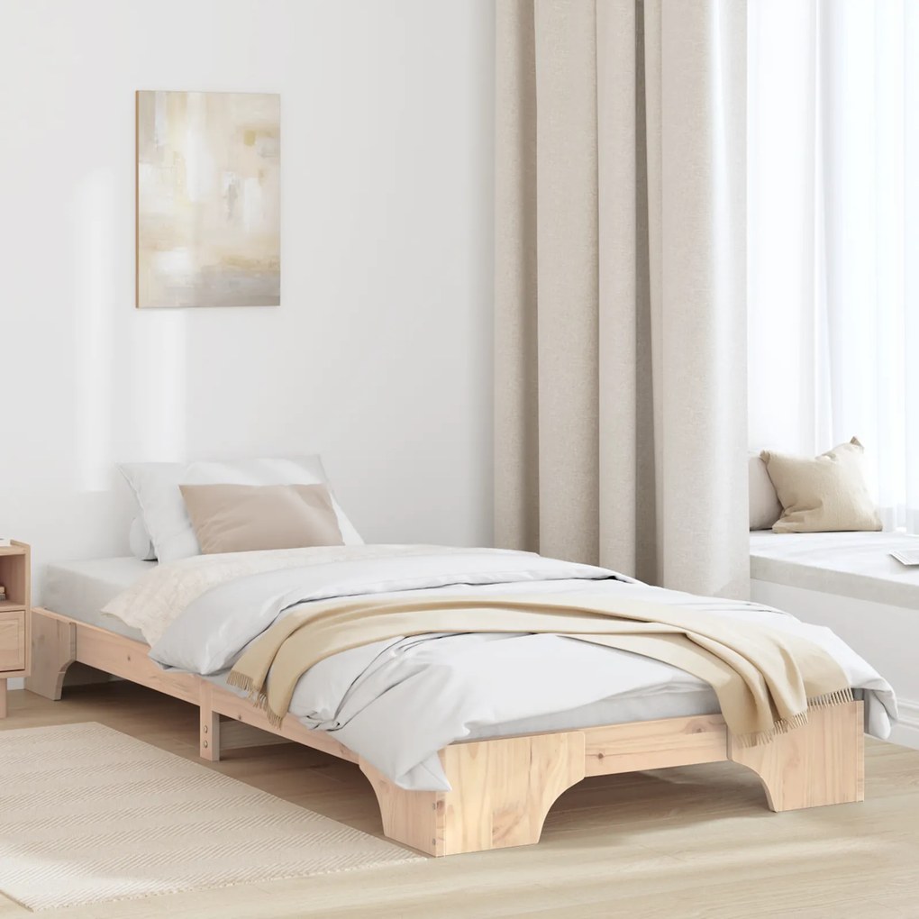 vidaXL Estrutura de Cama Natural Madeira de Pinho 90 x 200 cm Durável