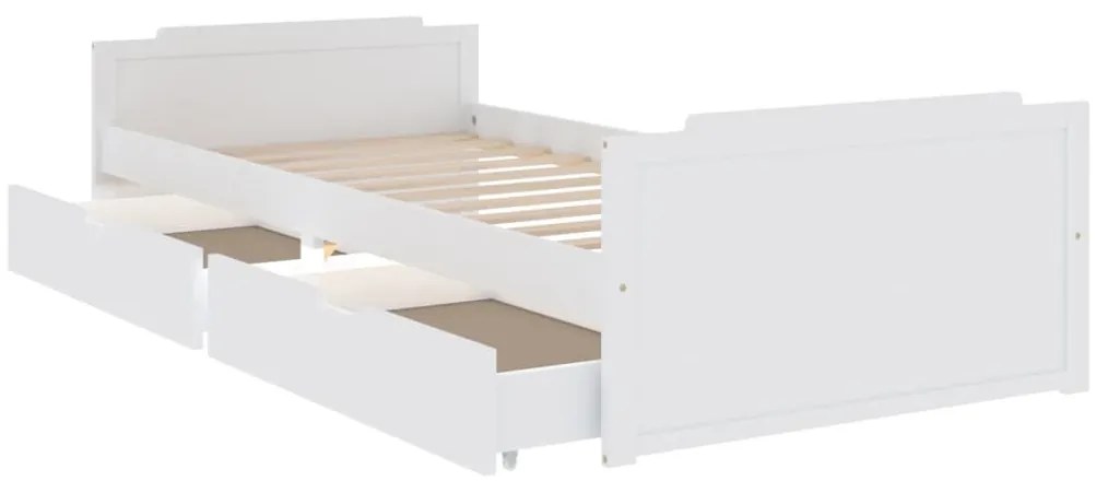 Estrutura de cama com gavetas 90x200 cm pinho maciço branco