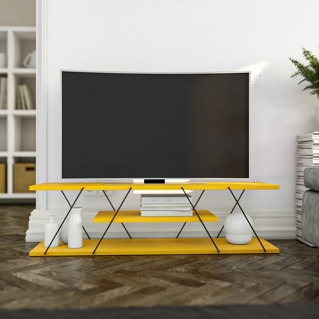 Móvel de TV Canaz v2 – Amarelo – 120x33x33 cm | Tribo Home