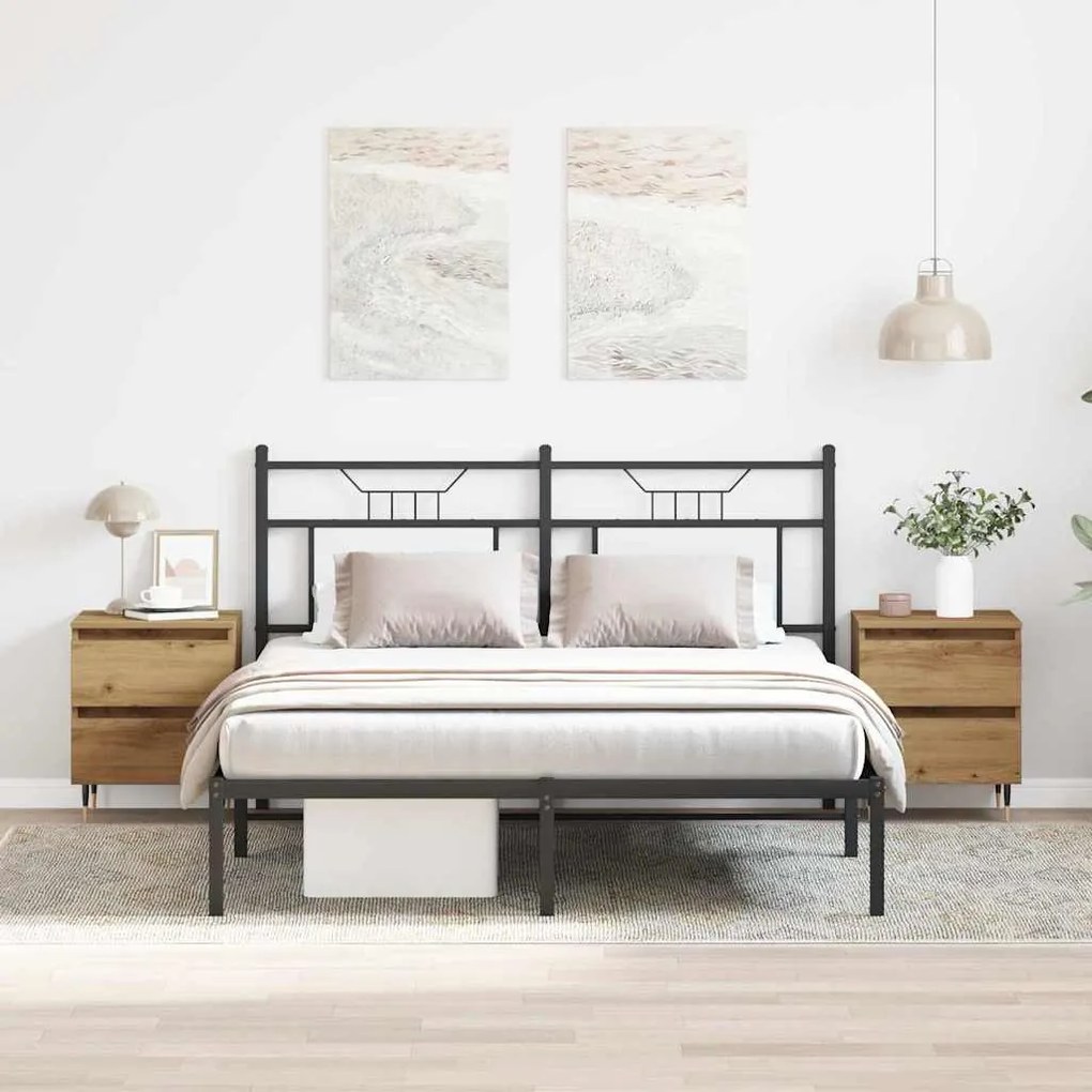 vidaXL Armário de Cabeceira 2 pcs Carvalho Artesanal 40 x 35 x 50 cm