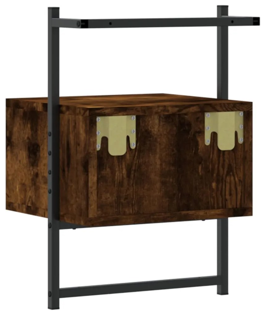Mesa cabeceira parede 35x30x51cm deriv. madeira carvalho fumado
