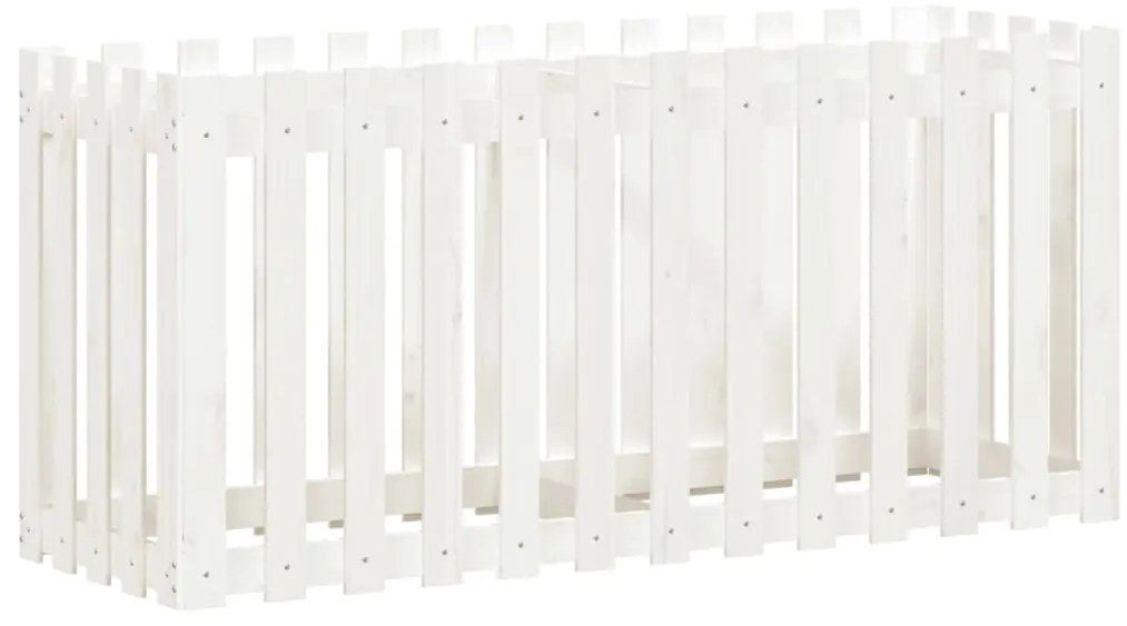 Canteiro elevado c/design cerca 150x50x70 pinho maciço branco