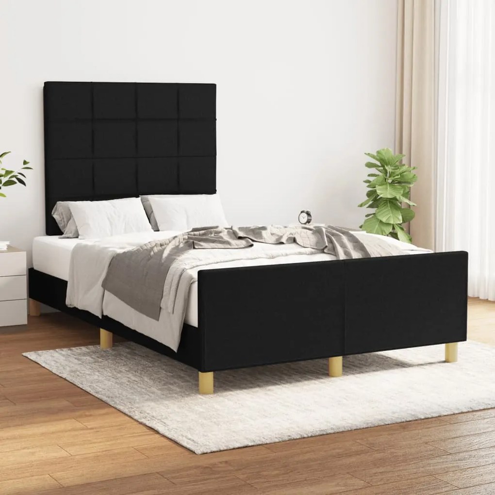 Estrutura de cama sem colchão preto 120x190 cm tecido