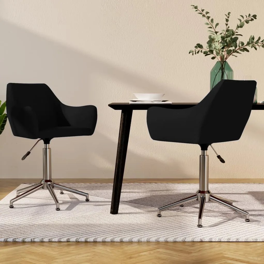 vidaXL Cadeiras de jantar giratórias 2 pcs tecido preto