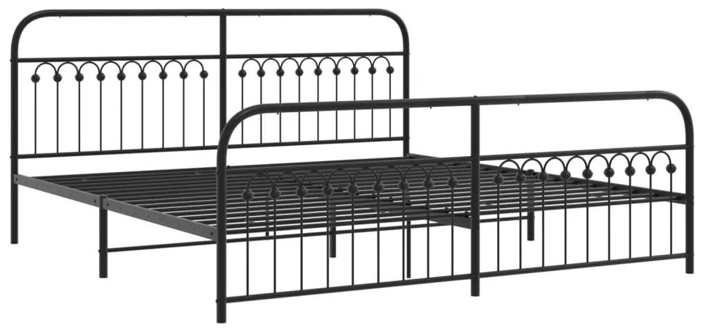 Estrutura de cama com cabeceira e pés 200x200 cm metal preto