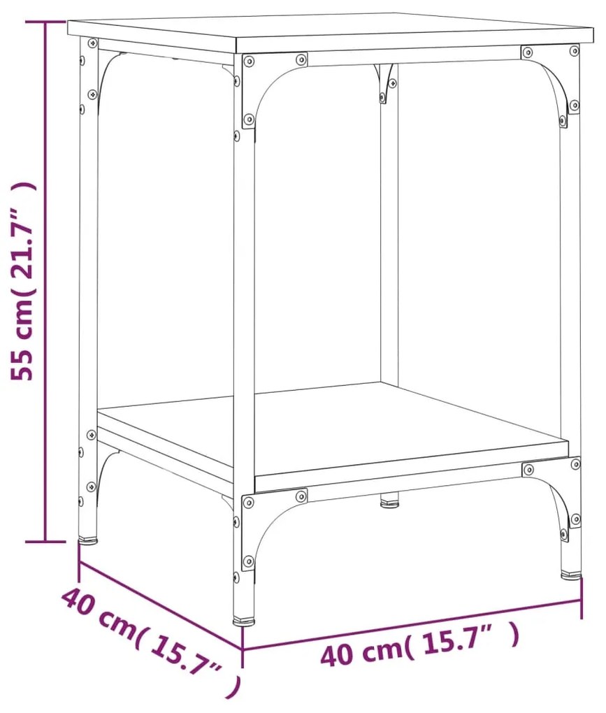 Mesa de centro 40x40x55 cm derivados de madeira cinzento sonoma