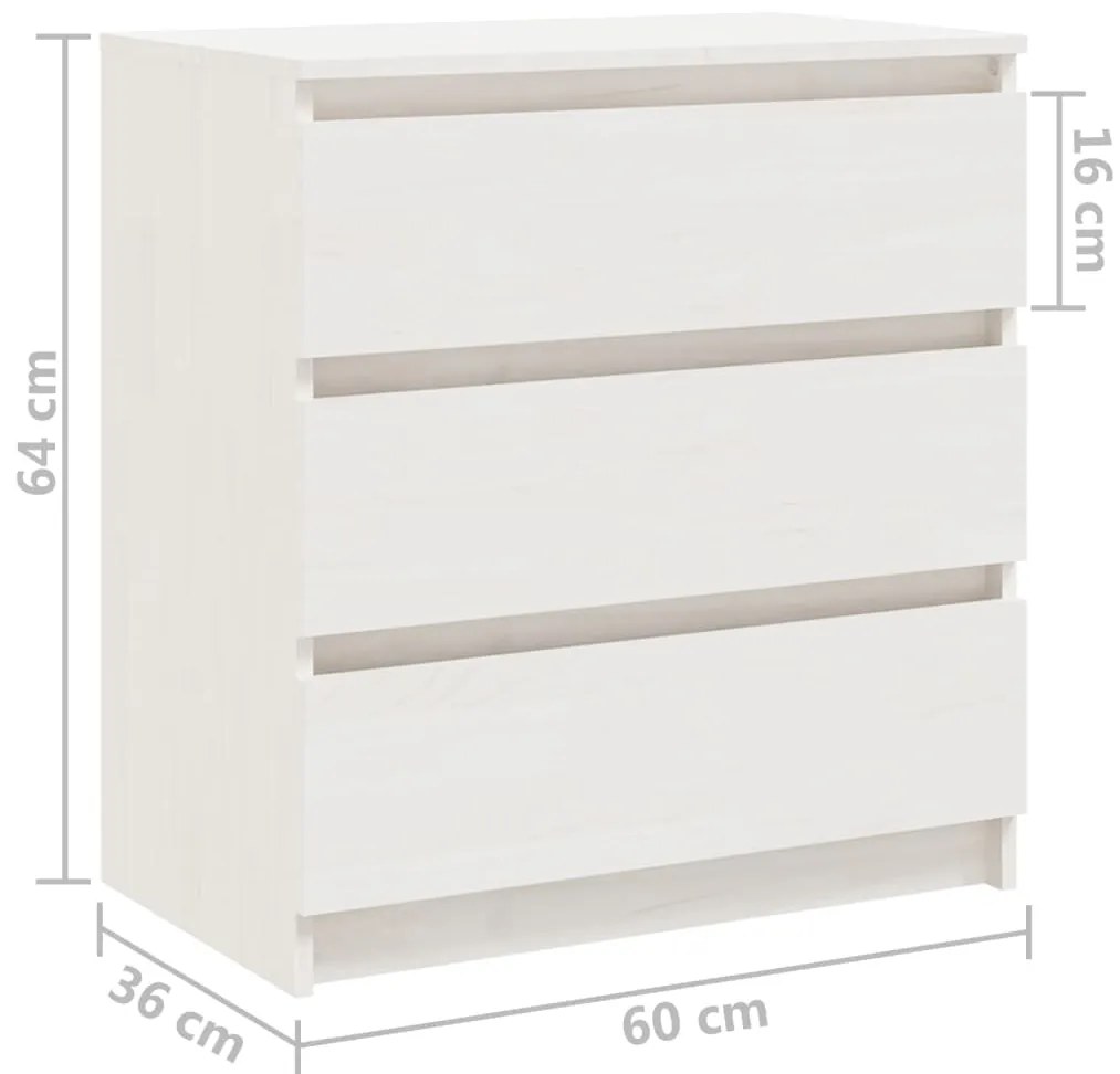 Cómoda Lylle em Pinho Maciço - Branco - Design Nórdico