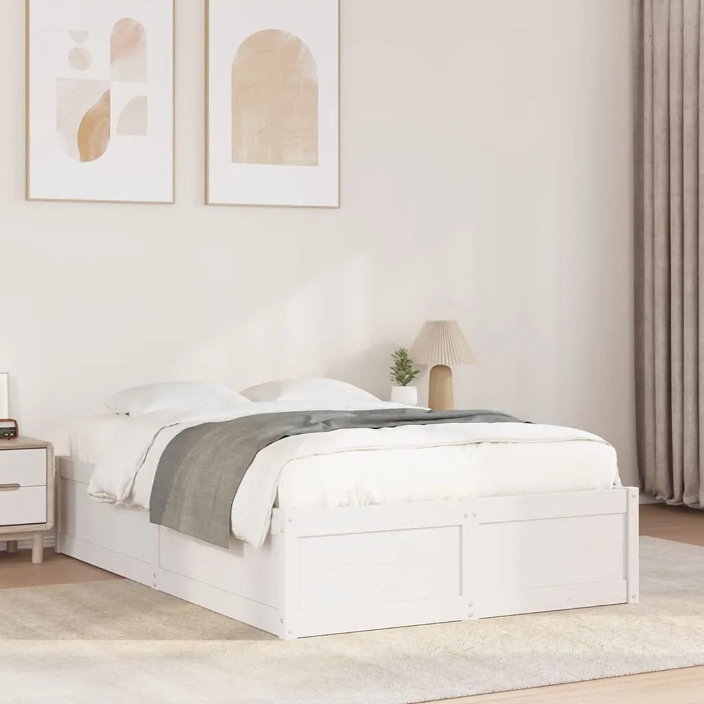 vidaXL Cama sem colchão 120x200 cm madeira de pinho maciça branco