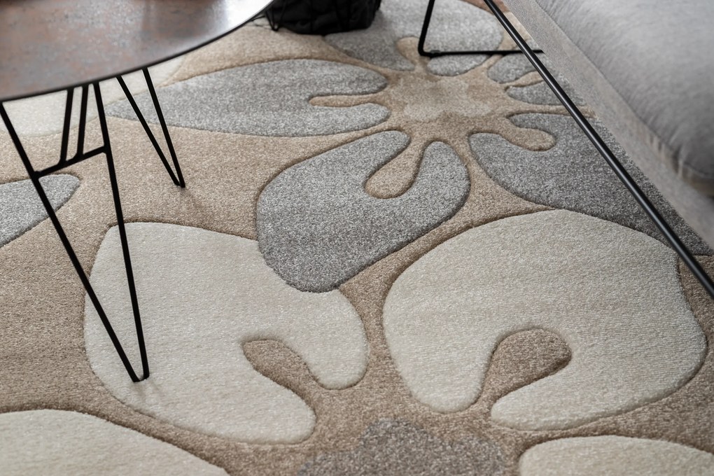 Tapete FEEL 1602/15055 FLORES bege / cinzento