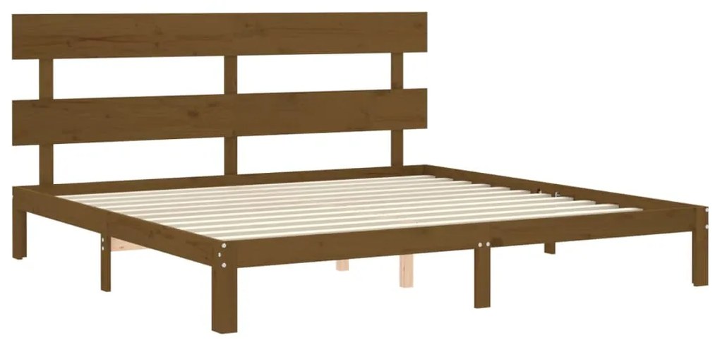 Estrutura cama c/ cabeceira 200x200cm maciço castanho-mel