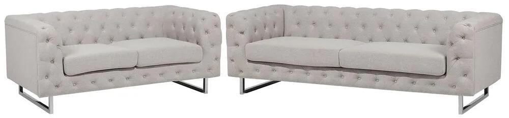 Conjunto de sofás com 5 lugares em tecido creme VISSLAND Beliani