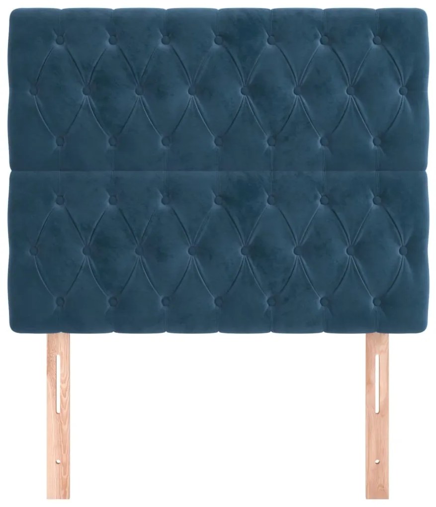 Cabeceira de cama 2 pcs veludo 90x7x78/88 cm azul-escuro