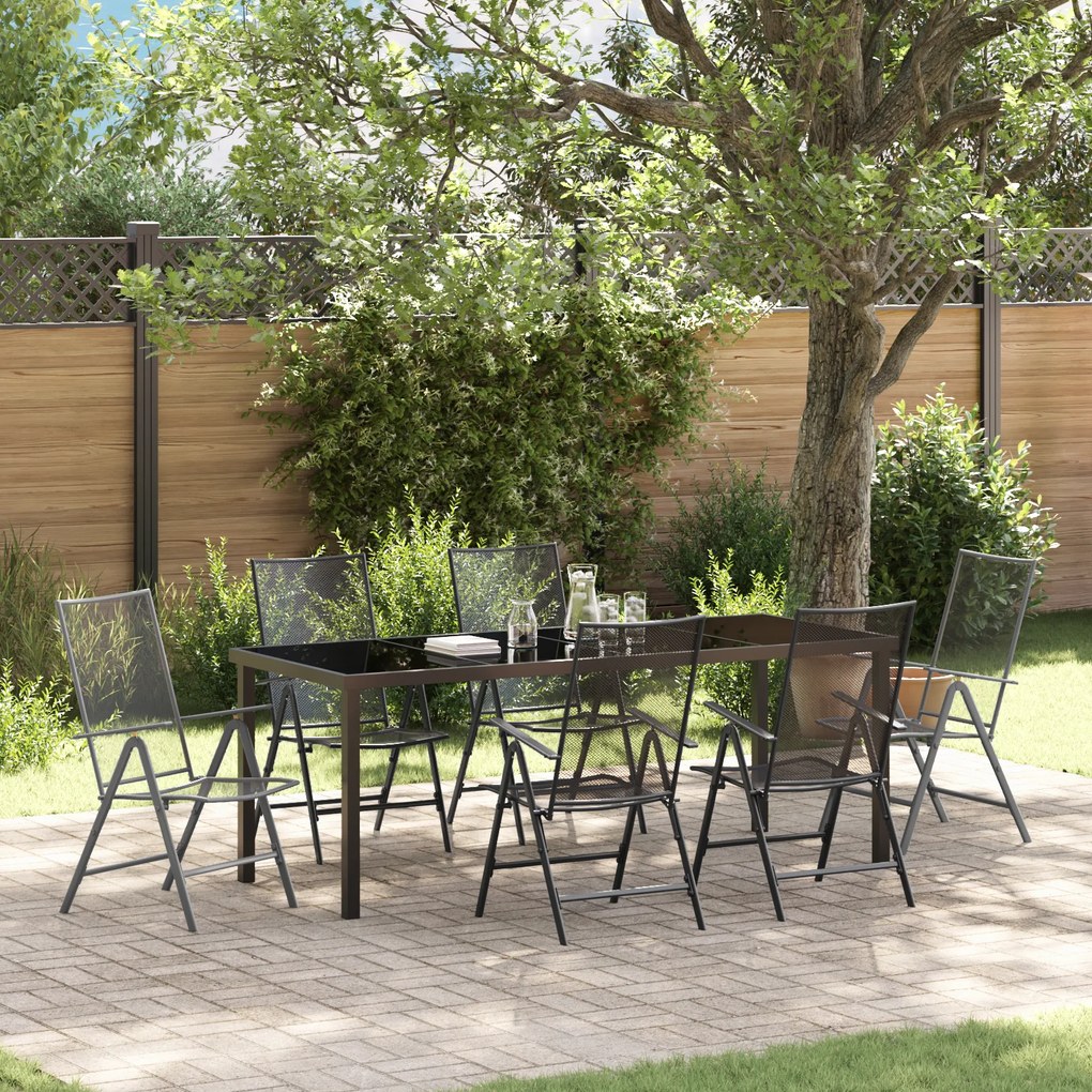 vidaXL Conjunto de Jantar de 7 Peças Antracite Steel