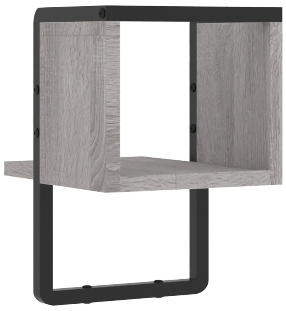 Prateleira de parede com barra 20x25x30 cm cinzento sonoma