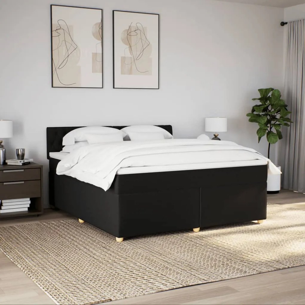 Cama com molas/colchão 180x200 cm tecido preto