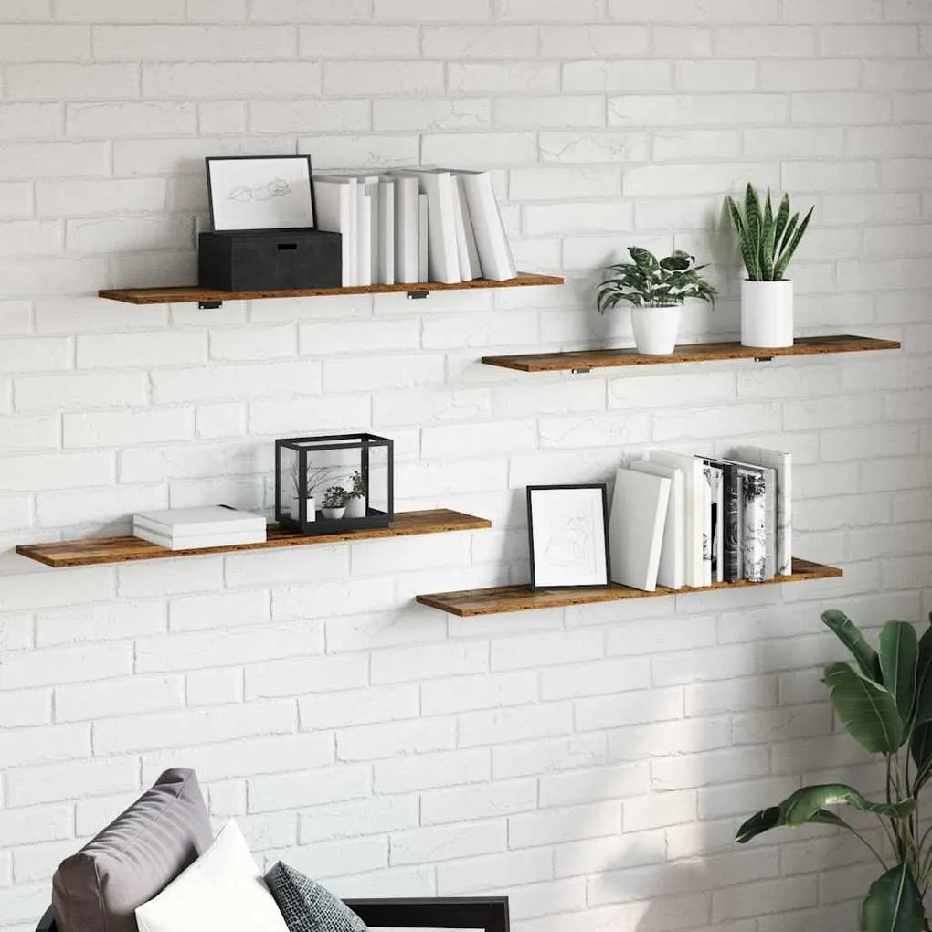 vidaXL Prancha de Estante para Livros 4 pcs Castanho 100 x 40 x 1.5cm