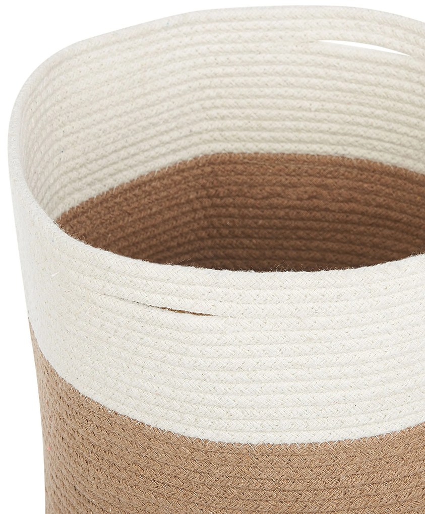 Conjunto de 2 cestos de algodão creme e branco ARDESEN Beliani