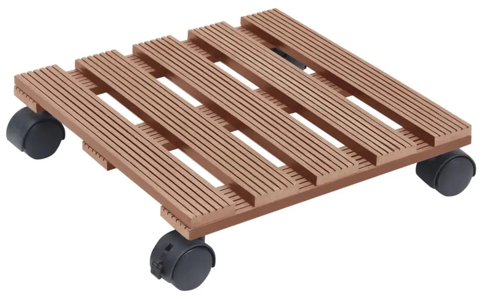Suportes com rodas para vasos 2 pcs 30x30x7,5 cm WPC castanho
