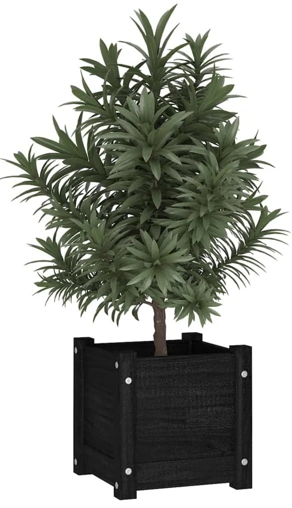 Vaso/floreira de jardim 31x31x31 cm pinho maciço preto
