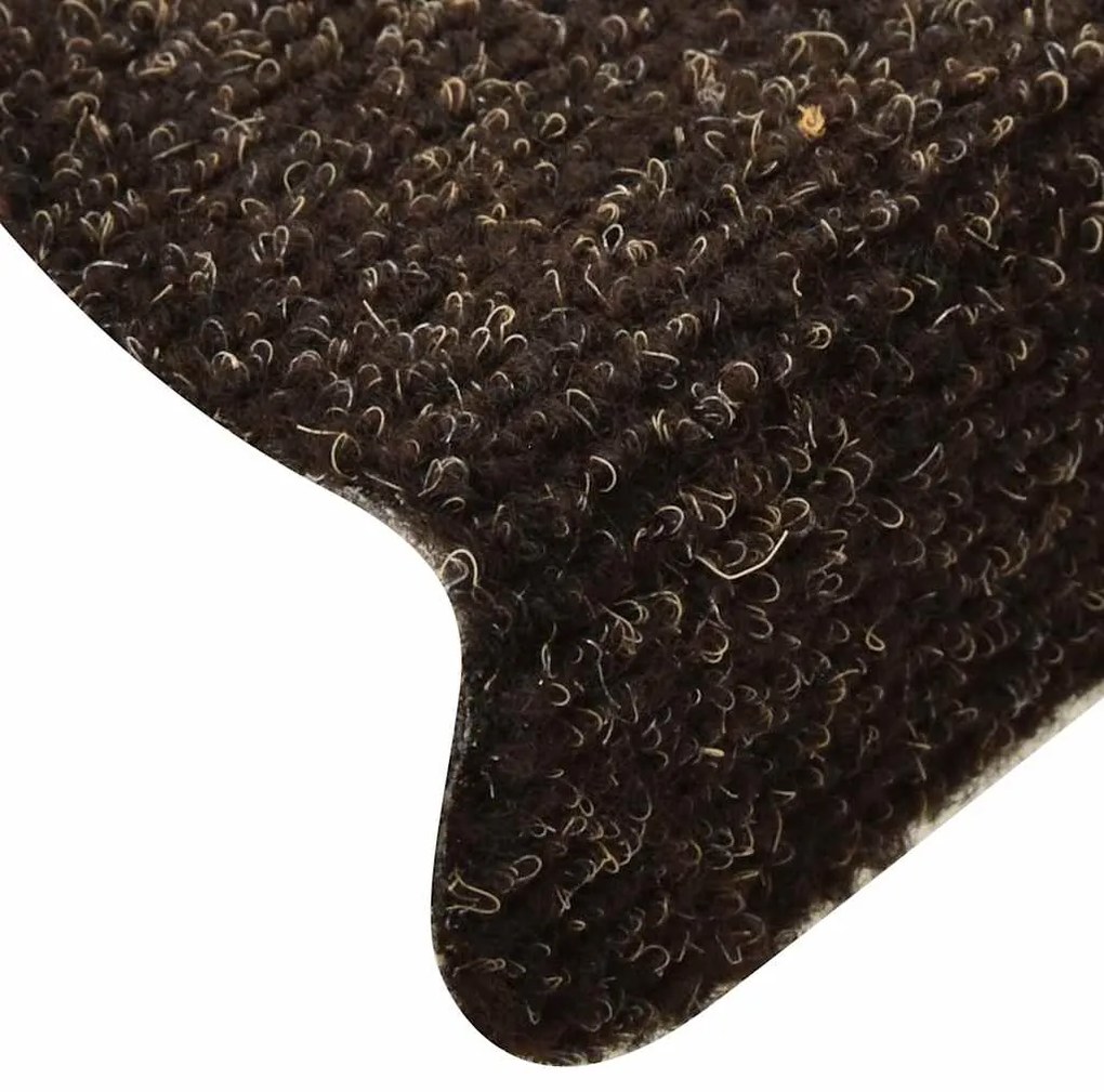 Tapetes de escada adesivos 30 pcs 56x17x3 cm castanho-escuro