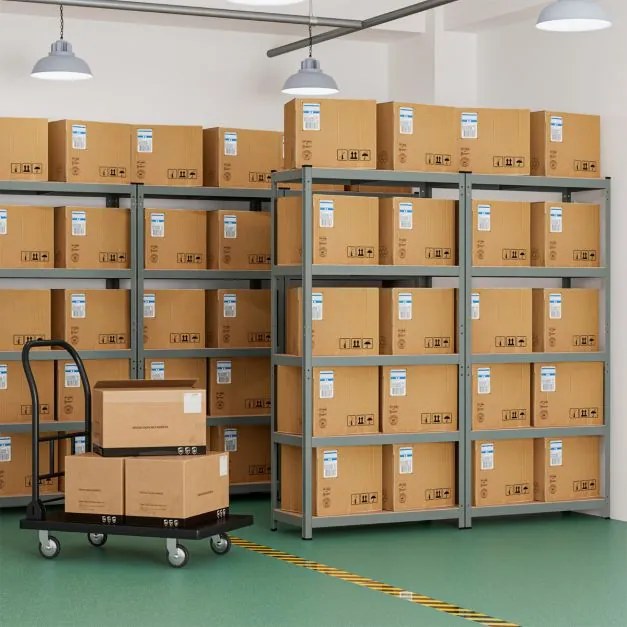 Estante de armazenamento 5 prateleiras (1 unidade) Carga até 875 kg Estantes de aço ajustáveis em altura para garagem Oficina 90x40,5x180,5cm Cinzenta