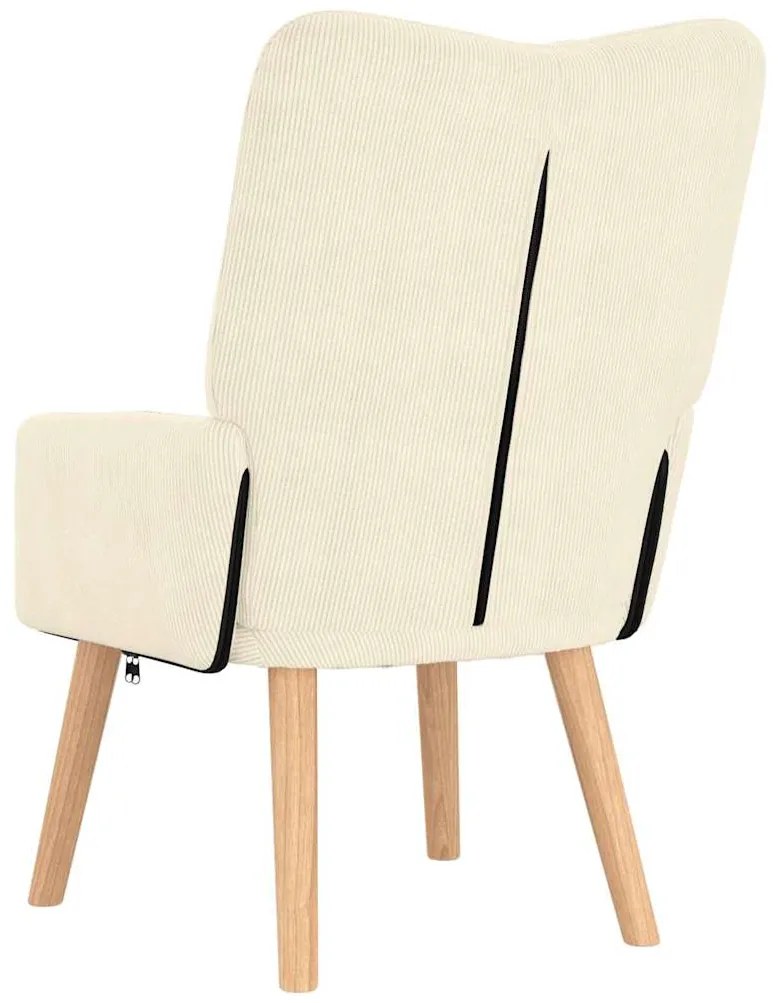 Poltrona Relaxante Cream em Tecido Corduroy