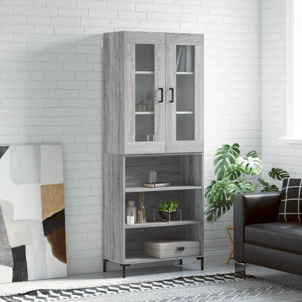 vidaXL Armário alto 69,5x34x180 cm derivados de madeira sonoma cinza