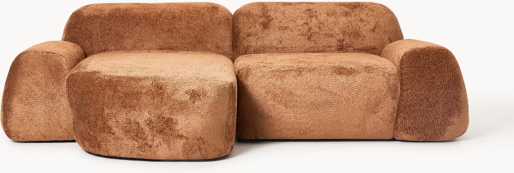 Sofá de canto modular em teddy-bouclé Wolke (3 lugares)