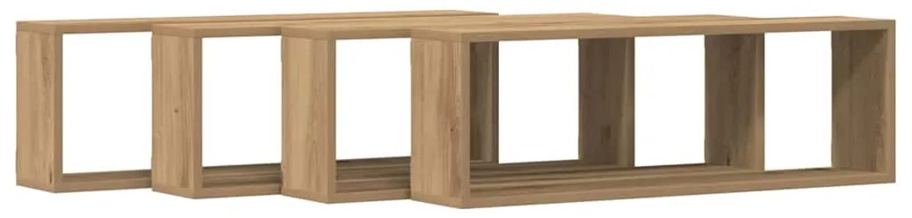 Prateleiras de parede vidaXL 4 pcs Carvalho Artesanal 80x15x26 cm Made