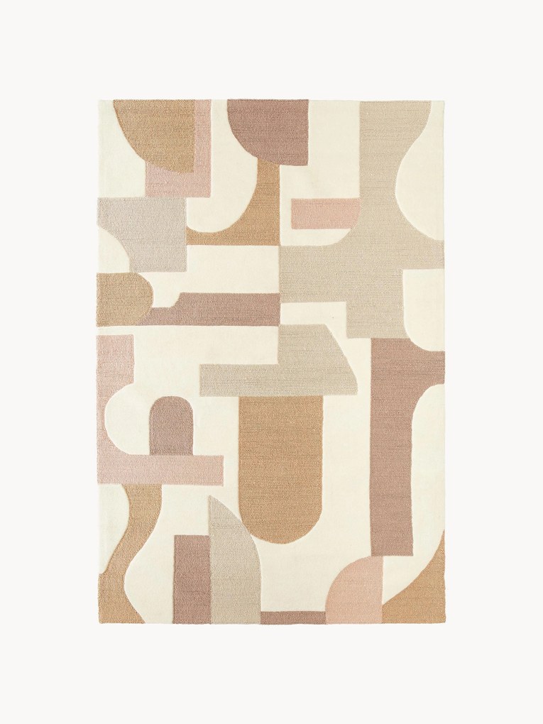 Tapete em lã artesanal com relevo Corin