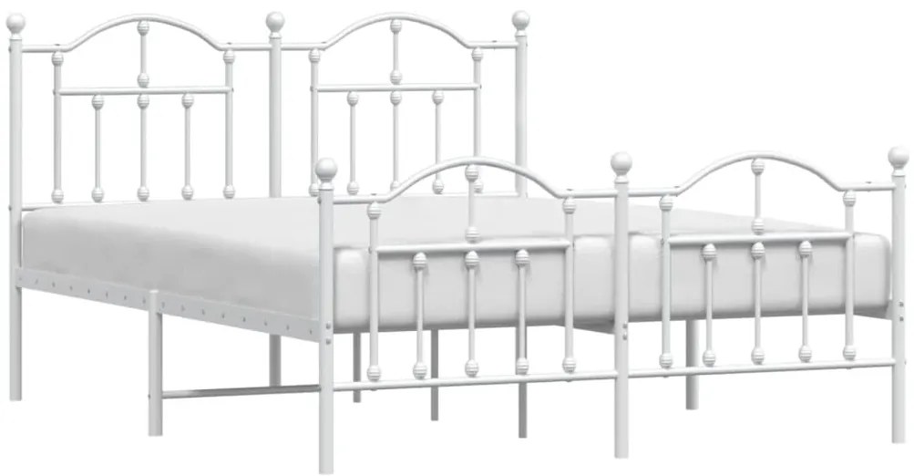 Estrutura de cama com cabeceira e pés 140x200 cm metal branco