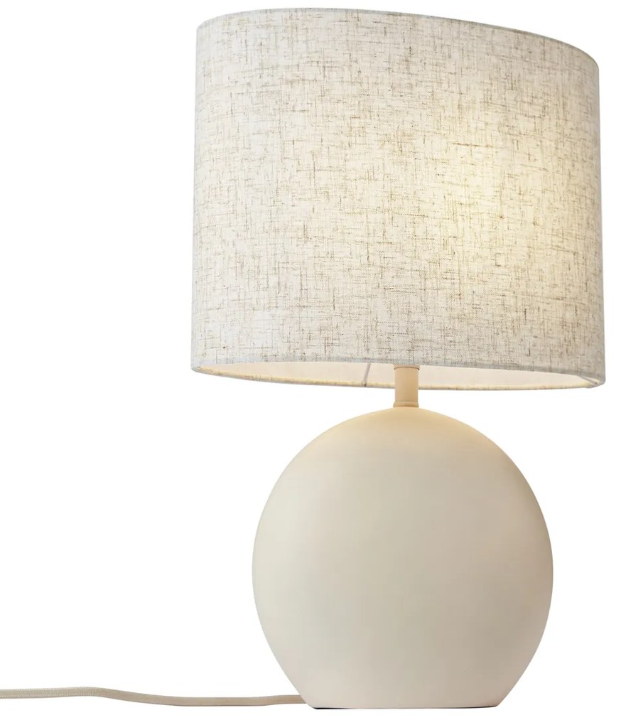 Candeeiro de Mesa Japandi Bege com Abajur de Linho - Timo