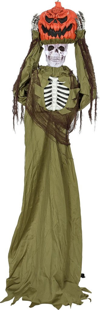HOMCOM Esqueleto de Abóbora Pop-up Animado, 173 cm, decoração de Halloween assustadora com luz e ativação por som e toque | Aosom Portugal