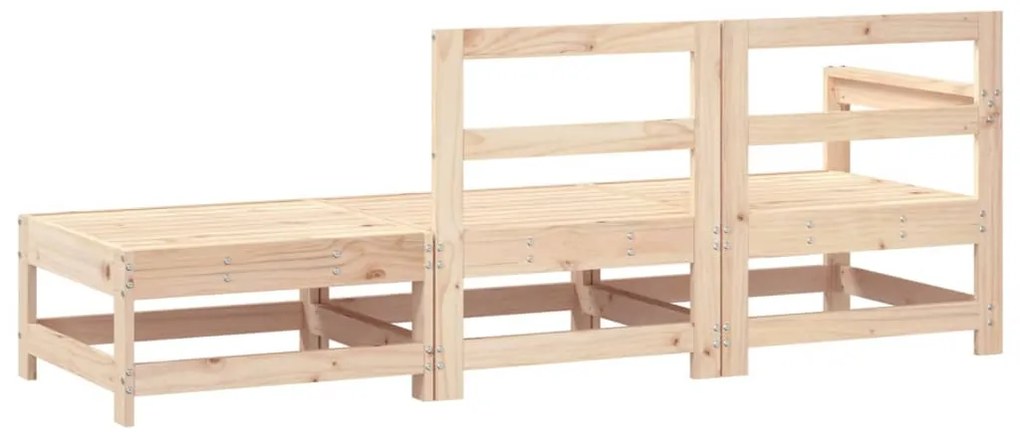 3 pcs conjunto lounge de jardim madeira de pinho maciça