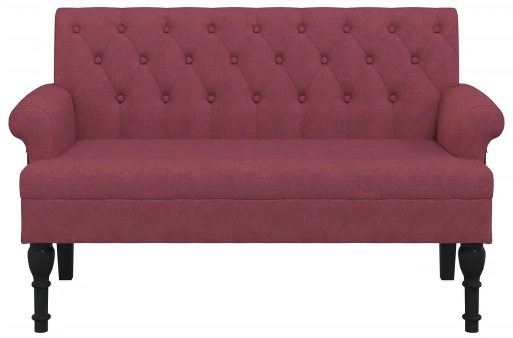 Banco com encosto 120x62x75,5 cm tecido vermelho tinto