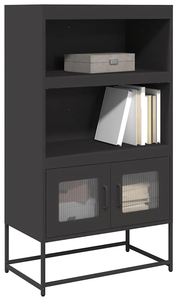 vidaXL Aparador alto 68x39x123 cm aço preto