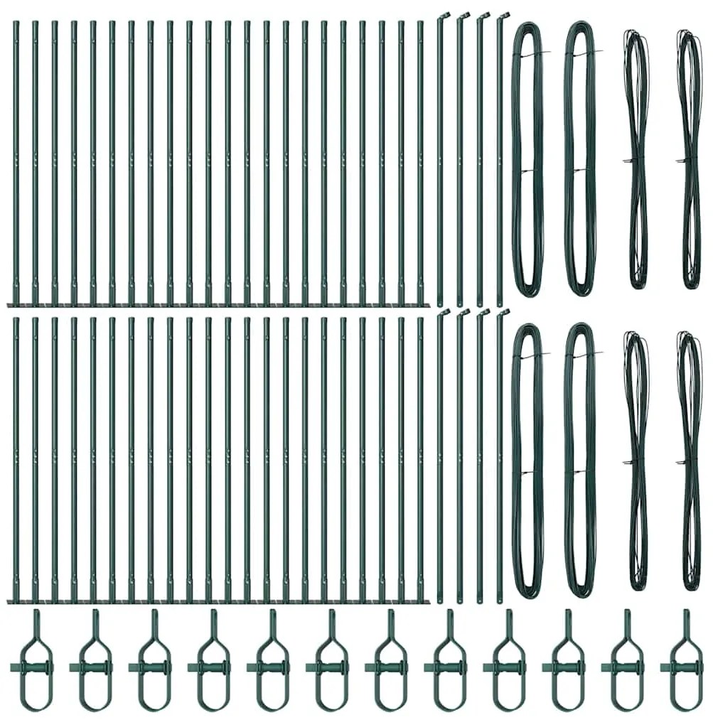 Postes para Cerca com Bases - 52 pcs, Ø32mm, 88,5cm, em Aço Galvanizad