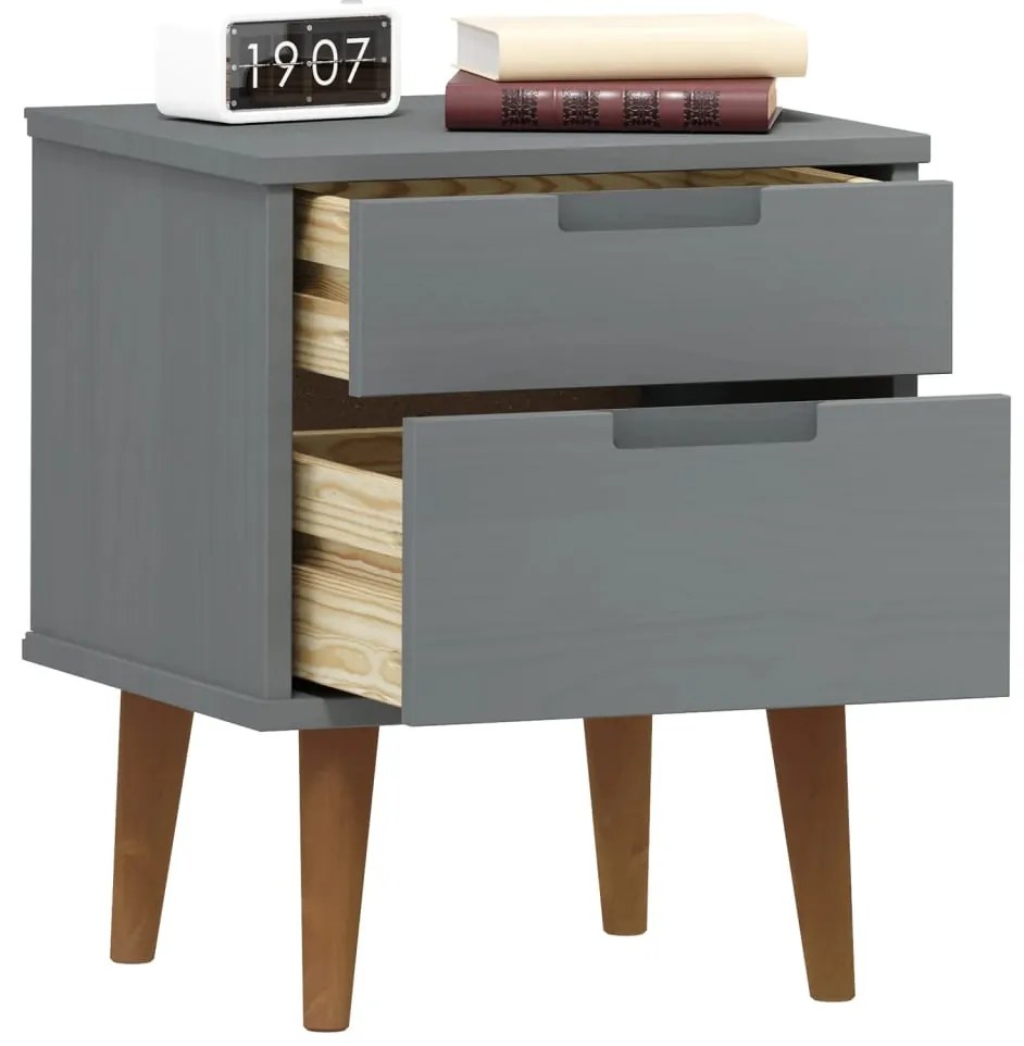 Mesa de cabeceira MOLDE 40x35x48 cm pinho maciço cinza