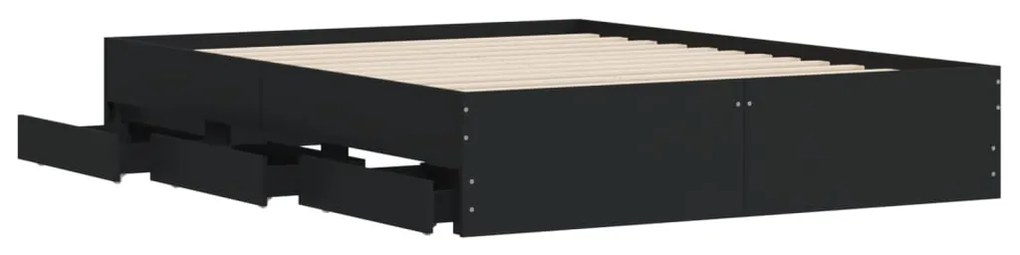 Estrutura de cama c/ gavetas 140x200 cm derivados madeira preto